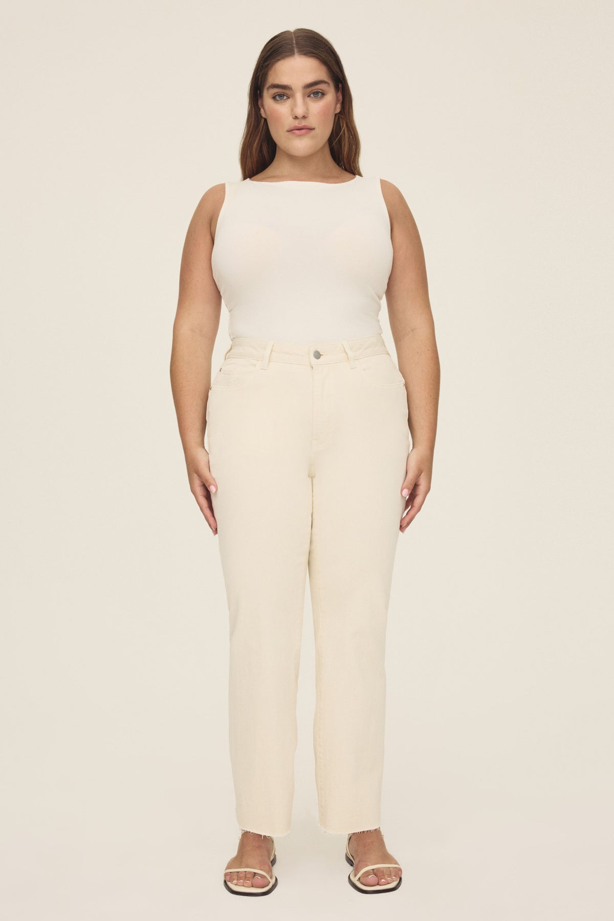 Women's Plus Straight Leg Off-White Jean