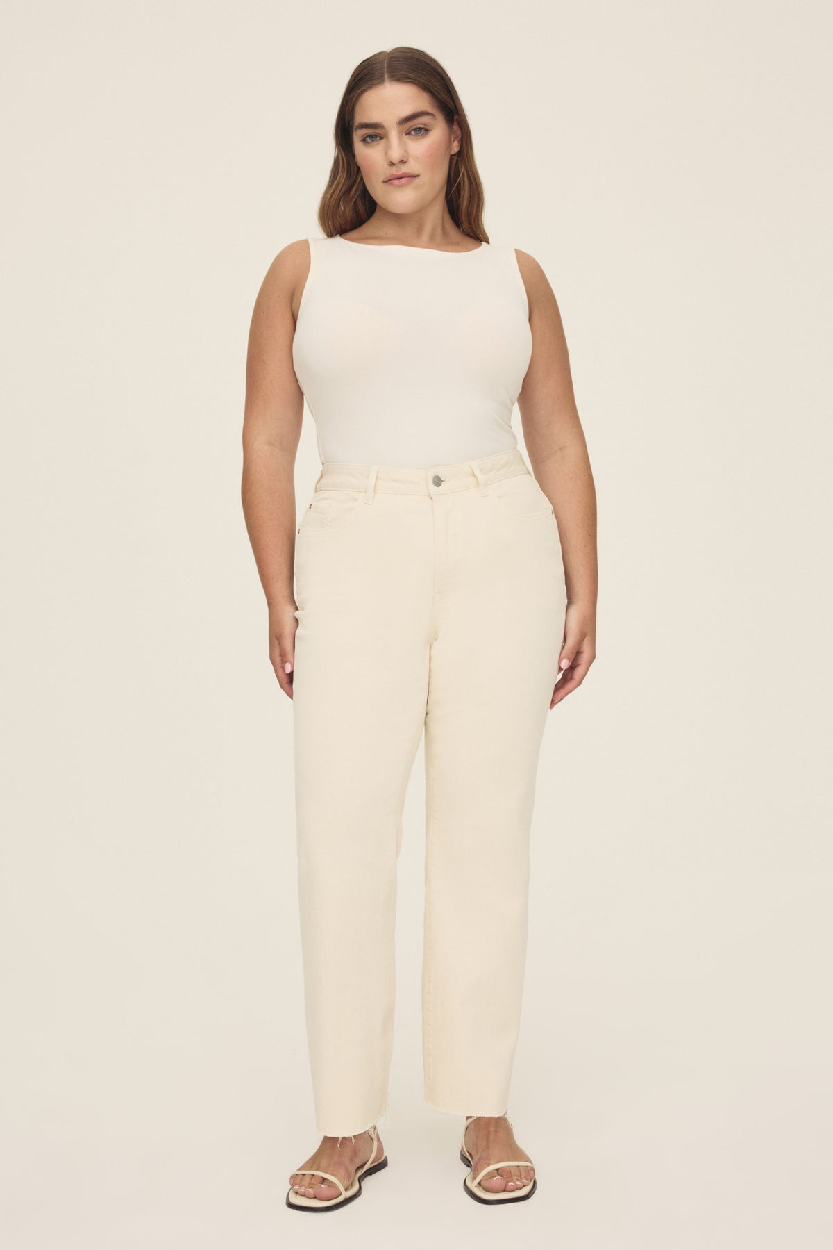Women's Plus Straight Leg Off-White Jean