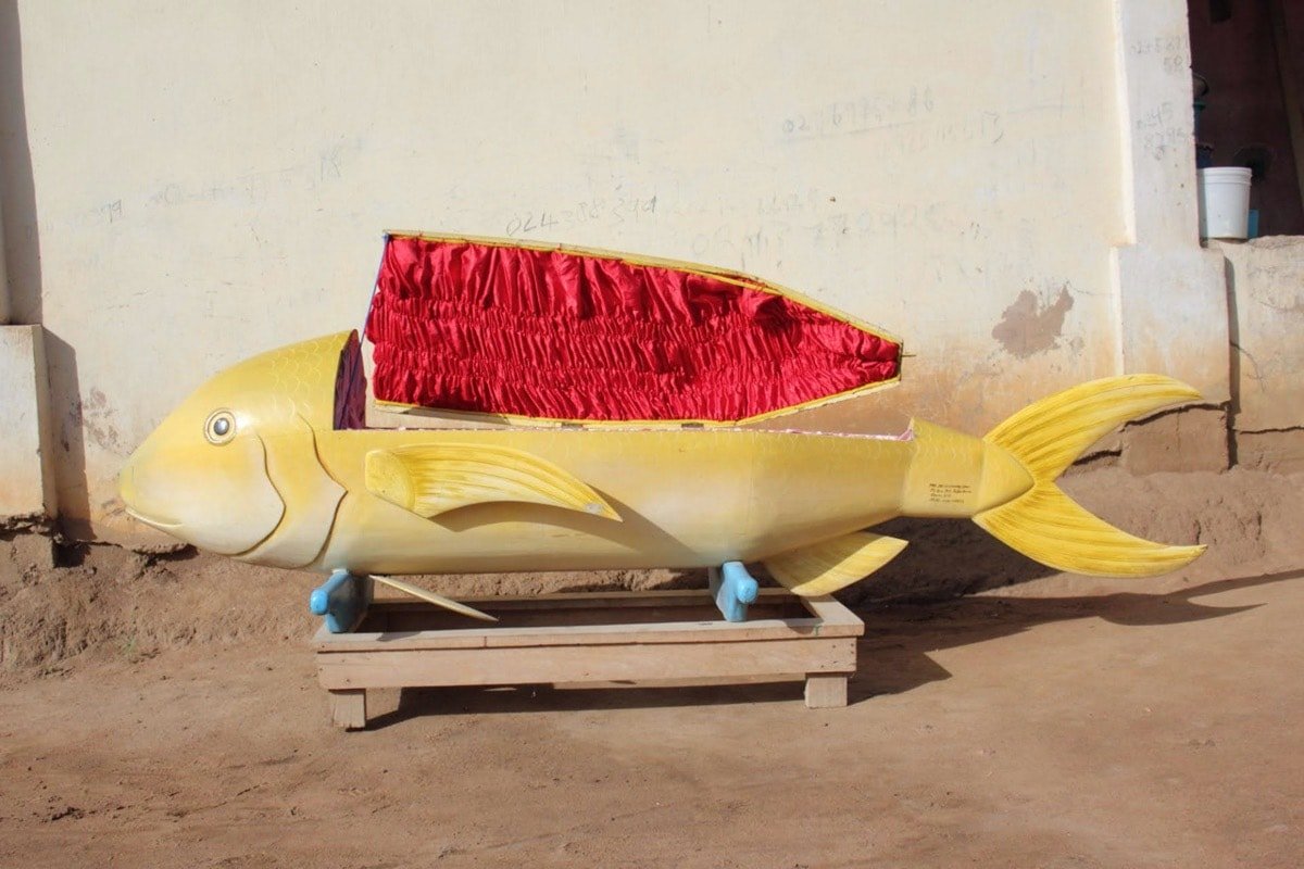The Fantasy Coffins of Ghana. Artisans in Accra, Ghana, create beautiful and fantastical coffins that represent the dreams, desires, and professions of those who have died.