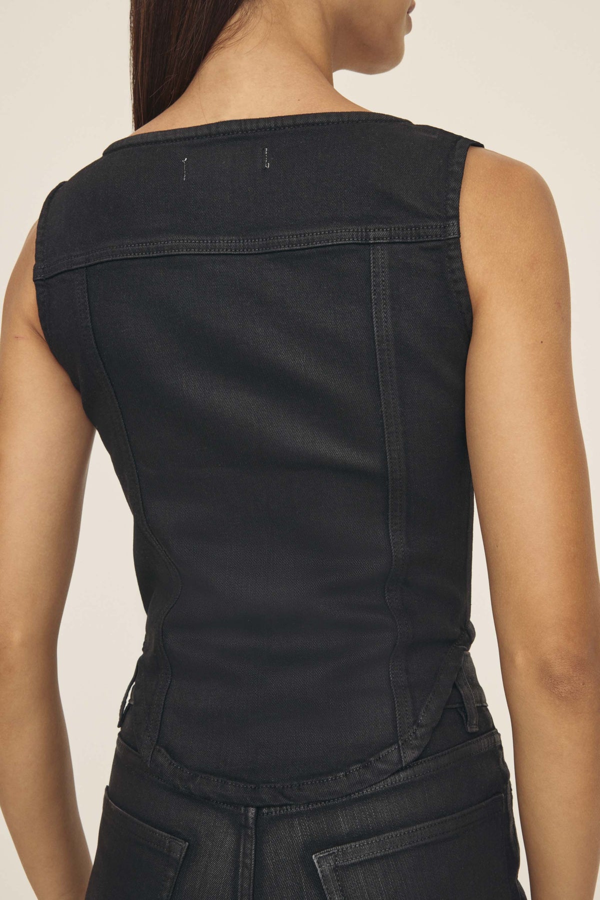 JNB - DENIM VEST | NOIR WAX COATED