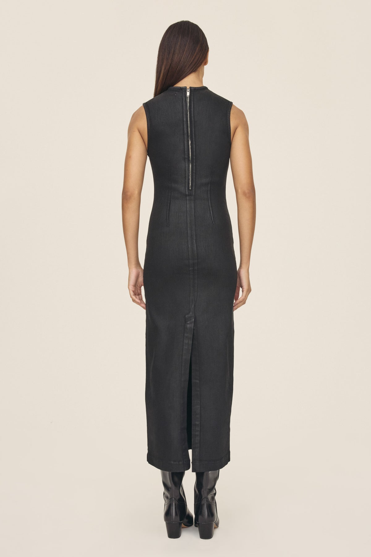 RKV - DENIM MAXI DRESS | NOIR WAX COATED