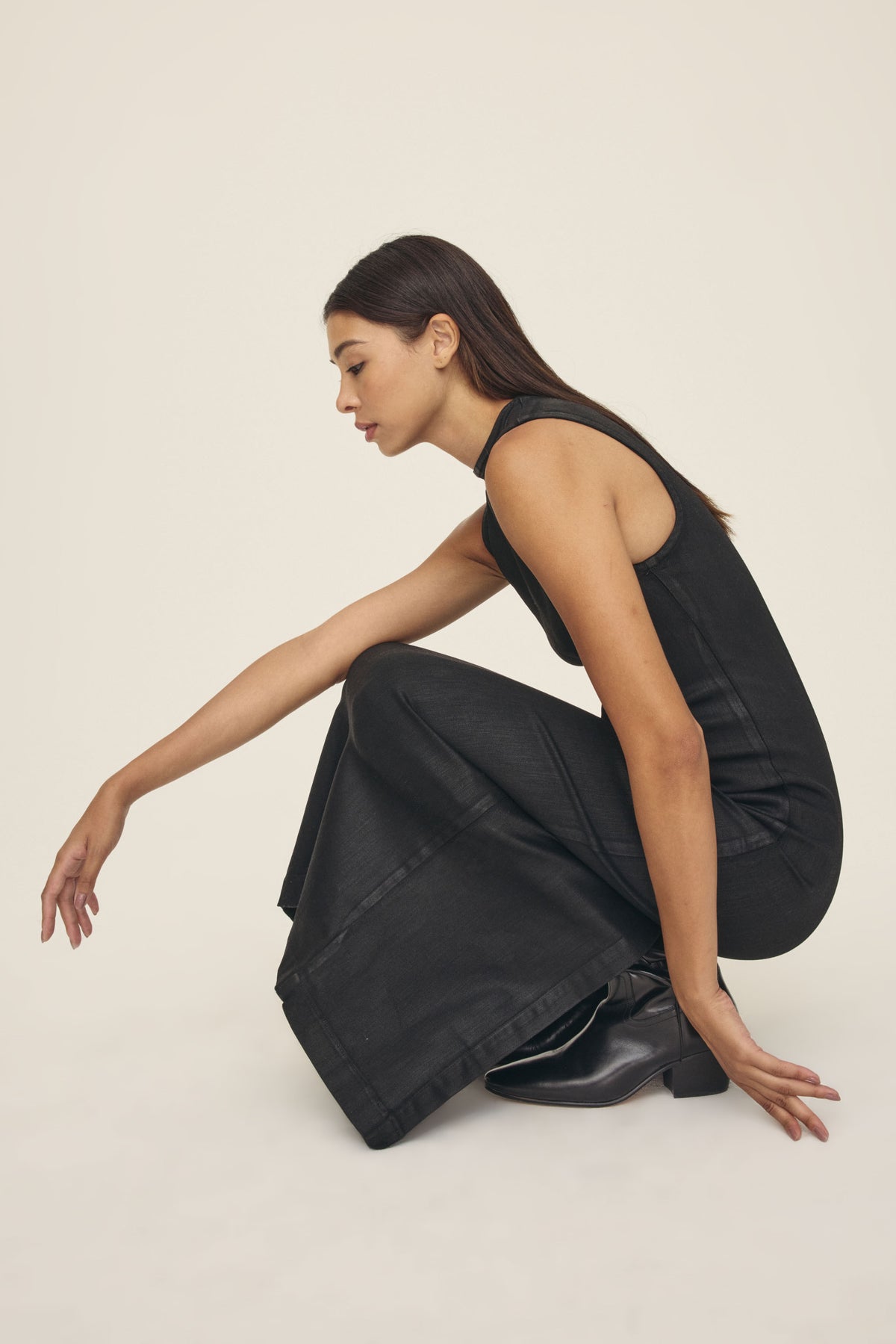 RKV - DENIM MAXI DRESS | NOIR WAX COATED