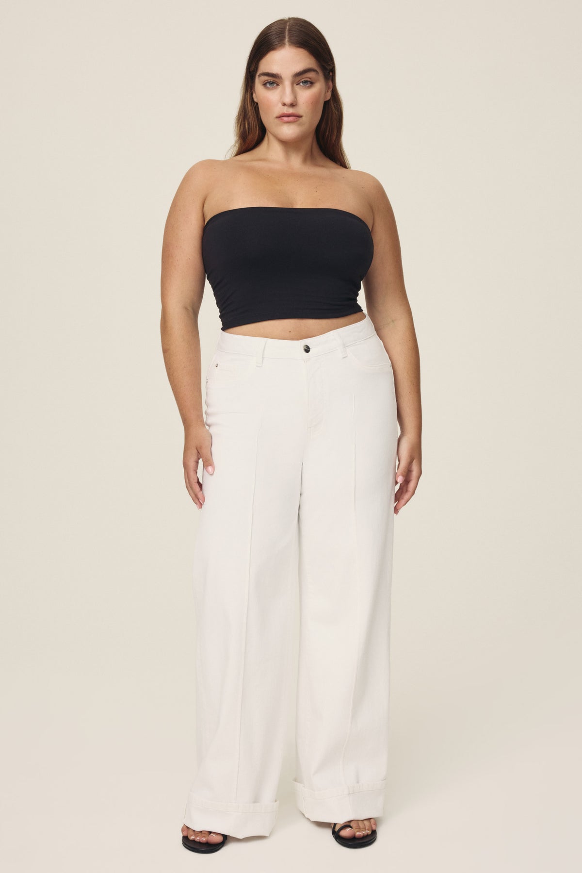 Women's Plus Wide Leg White Jean