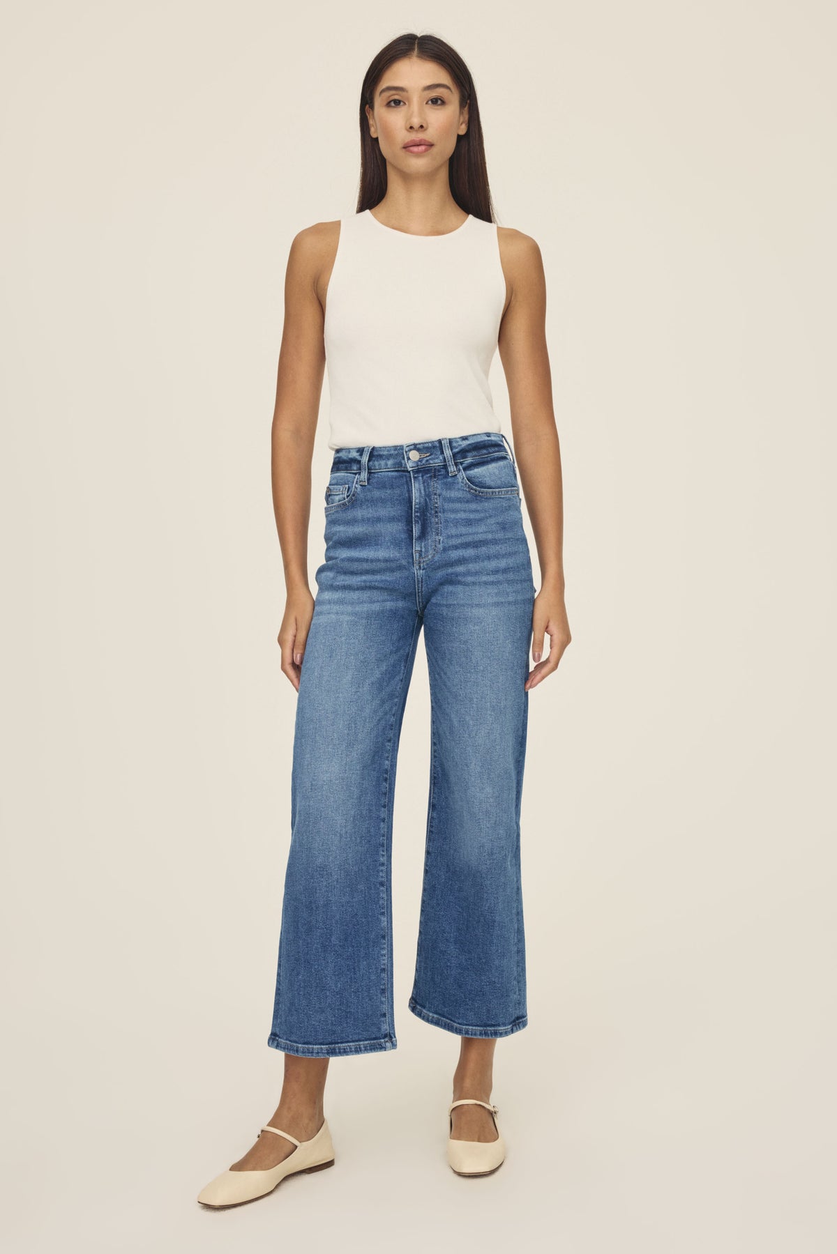 Women's Cropped Wide Leg Blue Jean