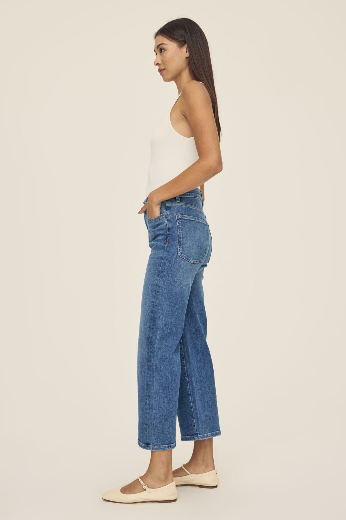 Women's Cropped Wide Leg Blue Jean