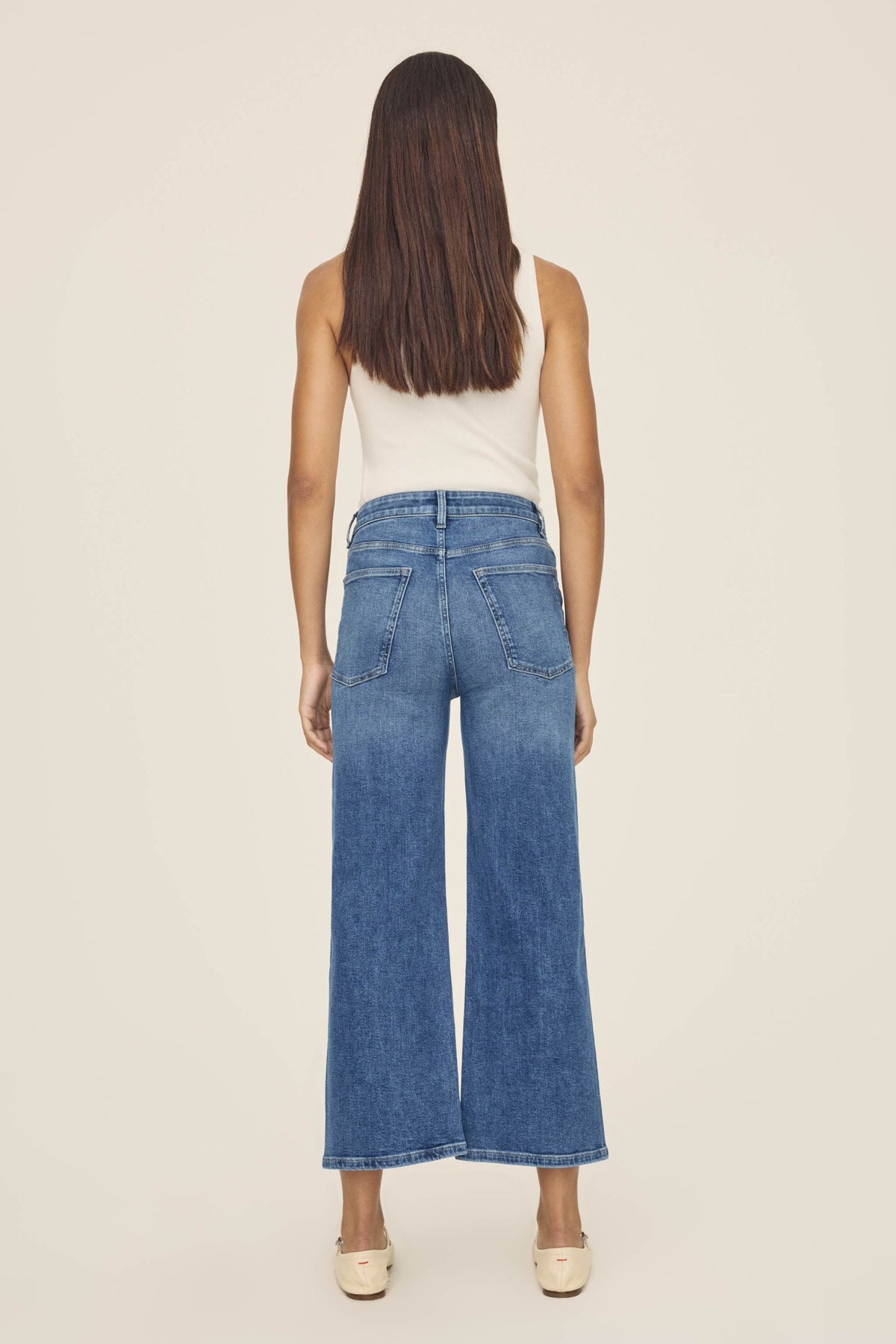 Women's Cropped Wide Leg Blue Jean