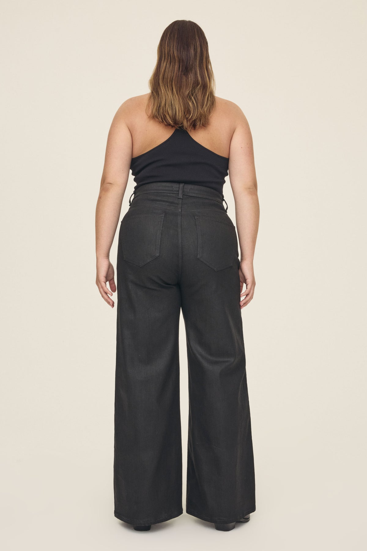 NCE STRETCH PLUS - WIDE LEG JEANS | NOIR WAX COATED