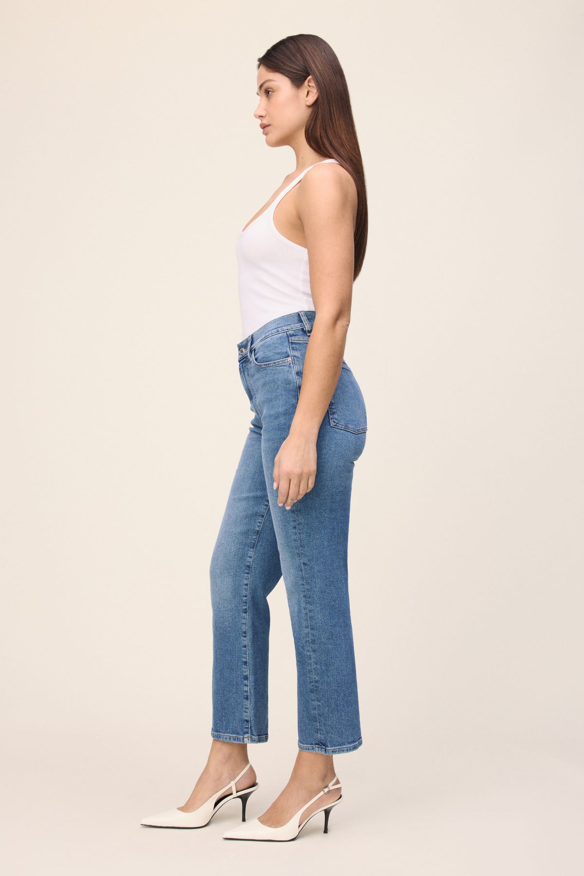 Women's Cropped Straight Leg Blue Jean