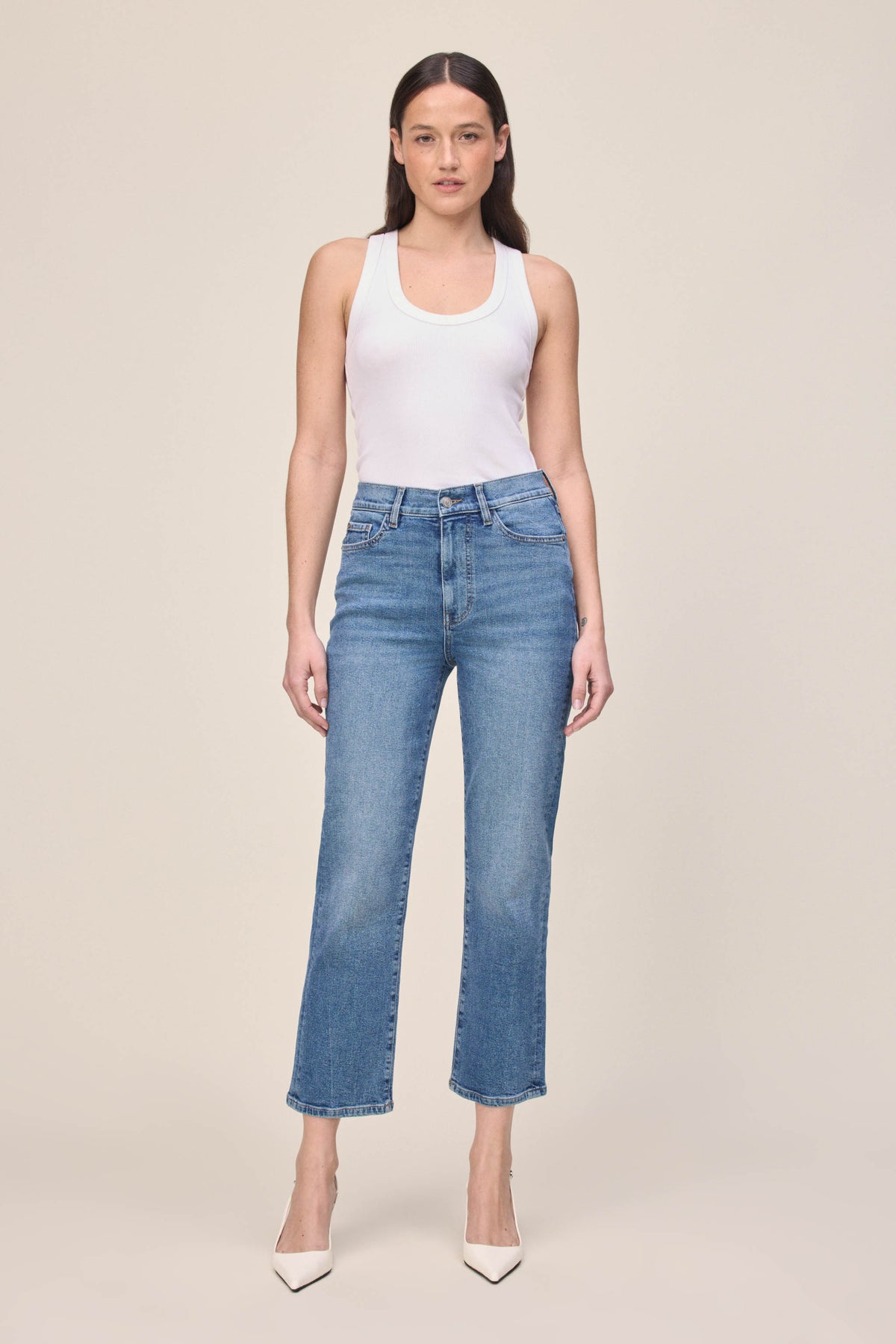 Women's Cropped Straight Leg Blue Jean