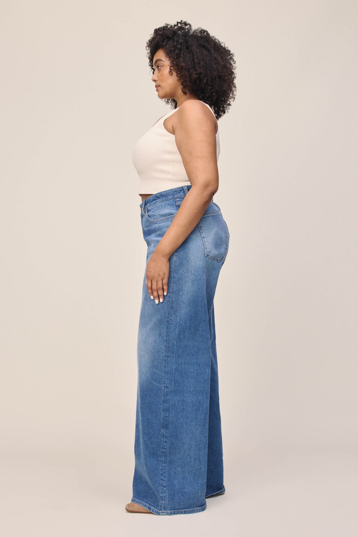 Women's Plus Wide Leg Blue Jean