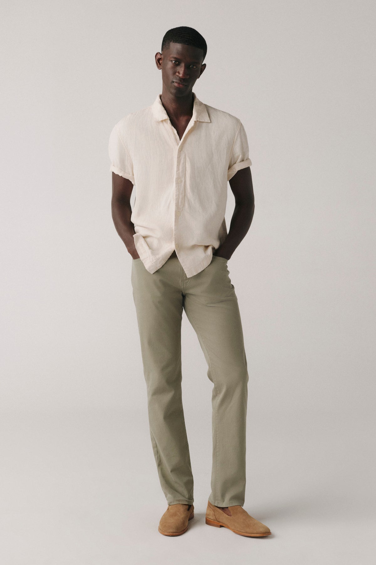 AMS - TWILL SLIM PANTS | GREEN SLATE