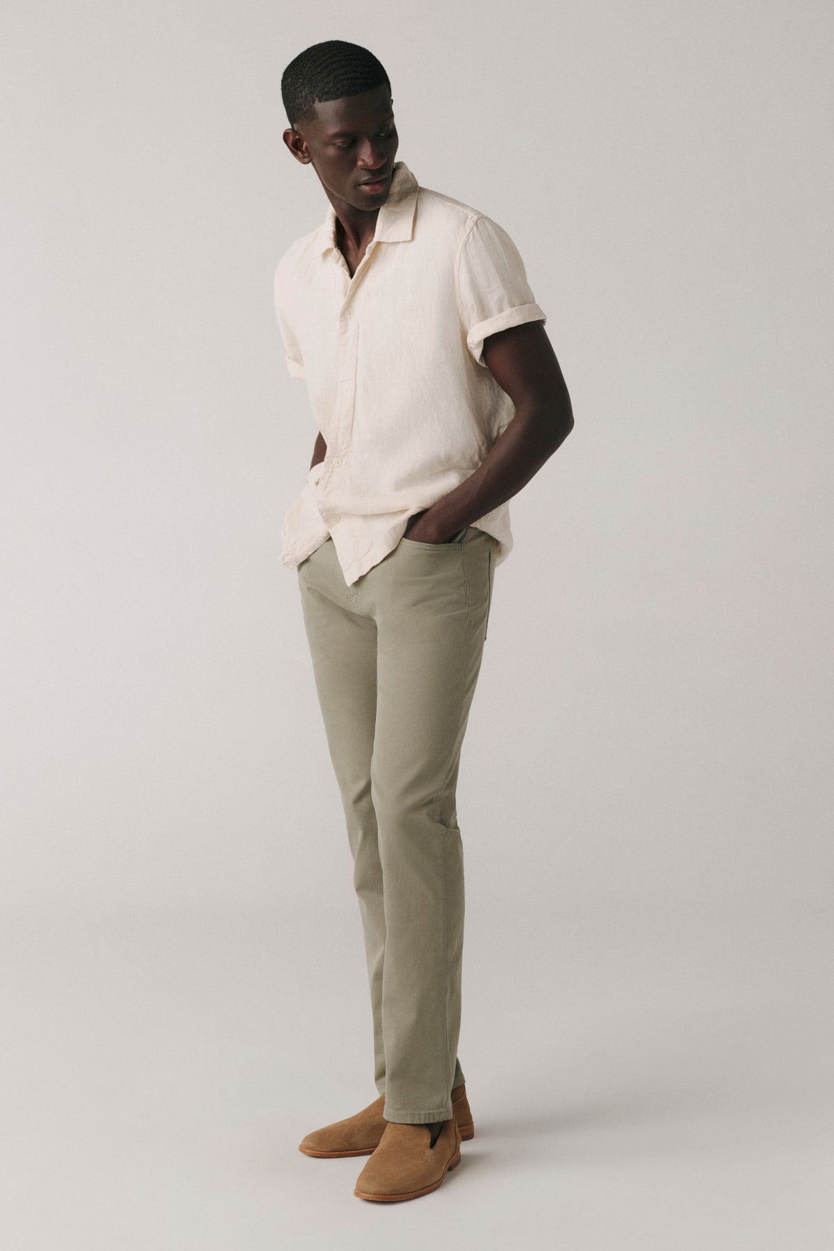 AMS - TWILL SLIM PANTS | GREEN SLATE