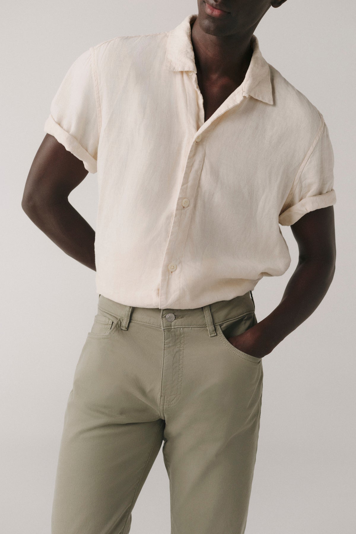 AMS - TWILL SLIM PANTS | GREEN SLATE