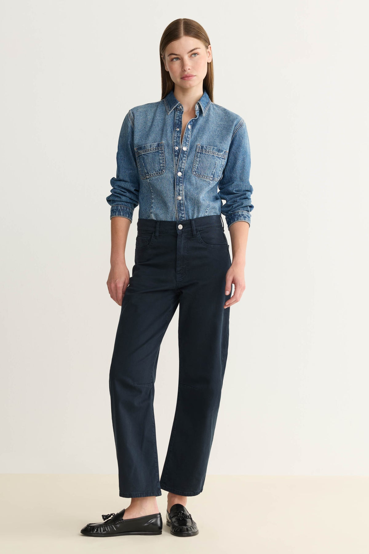 BNA TWILL - SOFT CURVE BARREL PANTS | CARBON BLUE