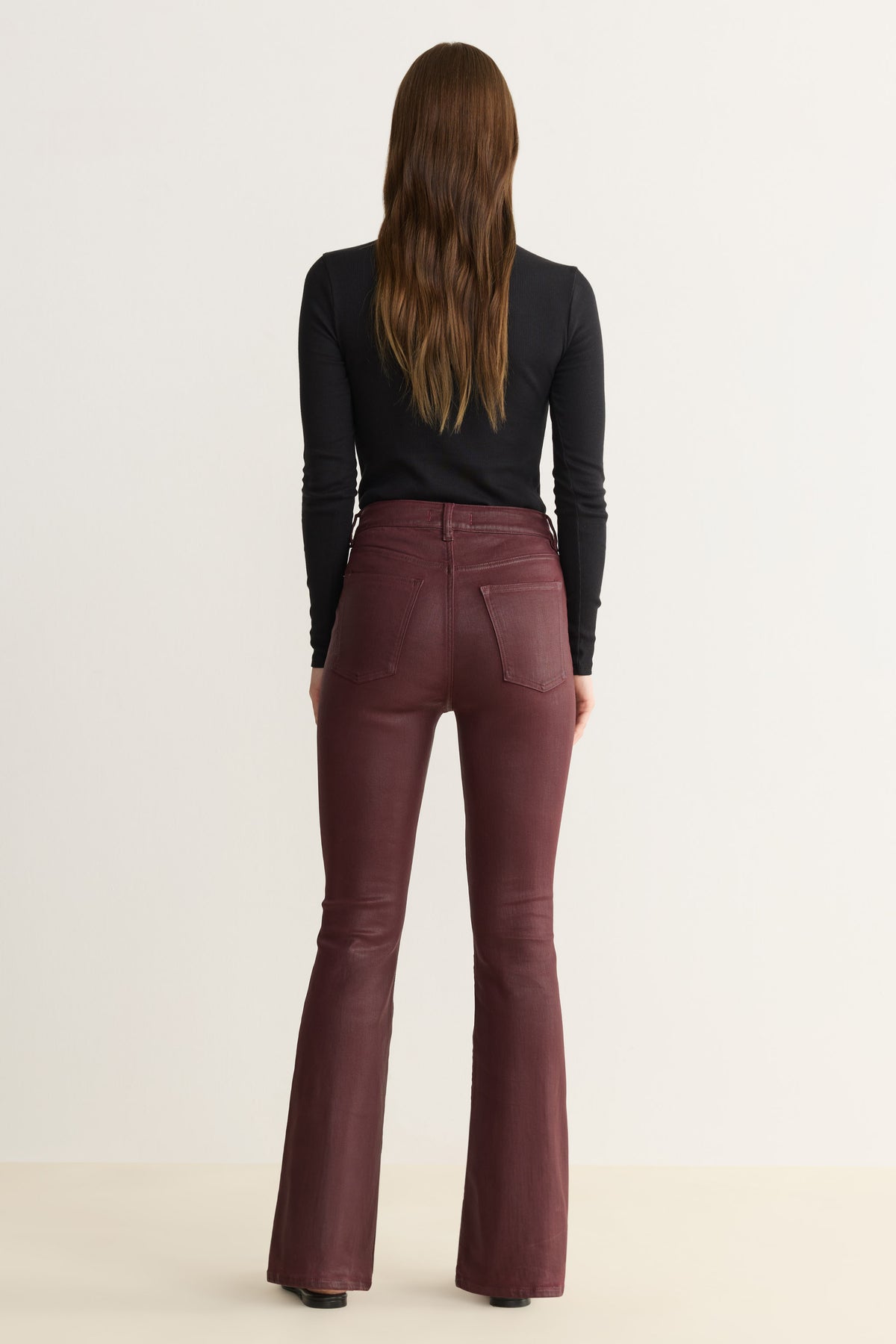NAO STRETCH - HIGH RISE BOOTCUT JEANS | COATED OXBLOOD