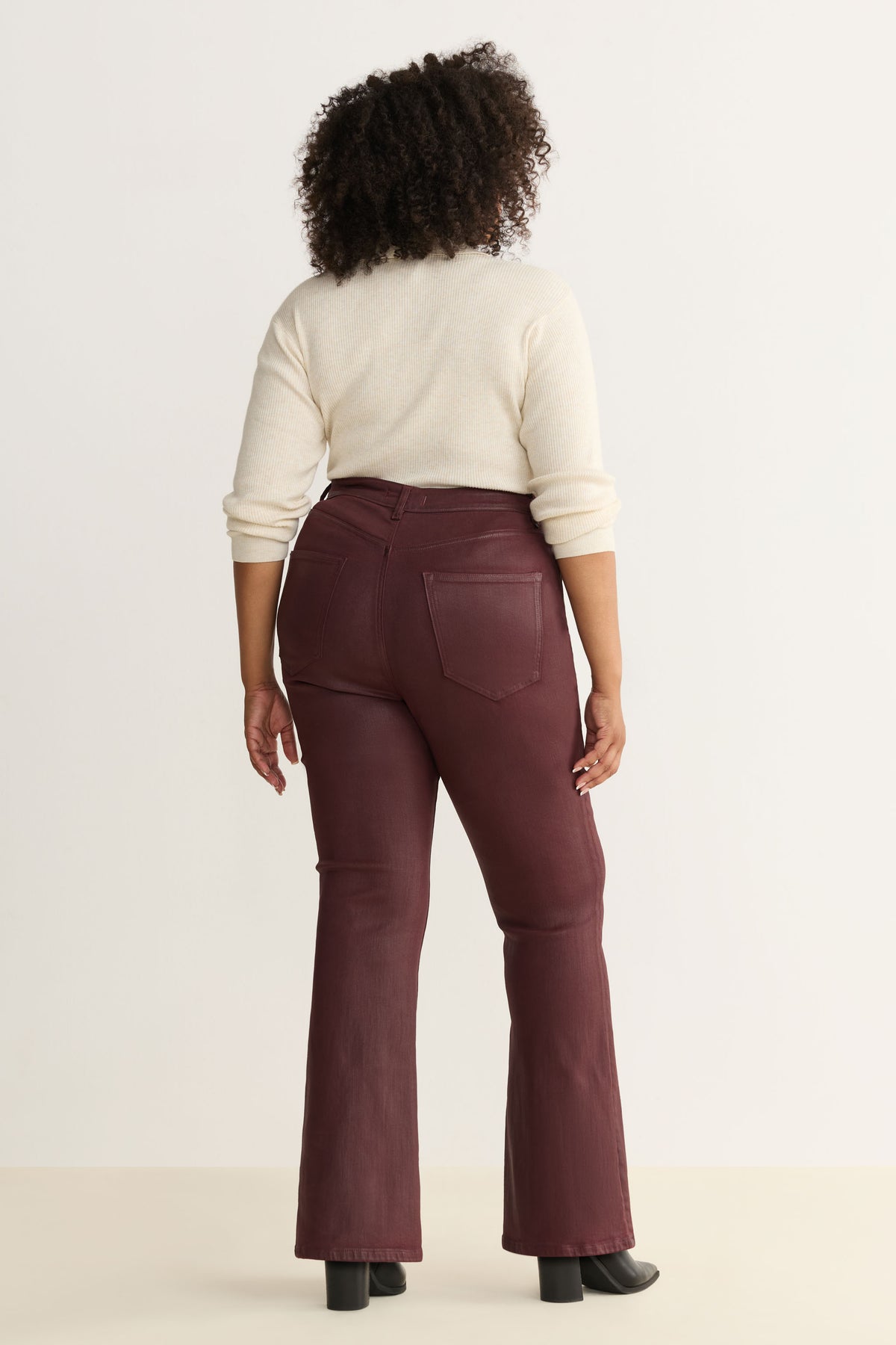 NAO STRETCH PLUS - HIGH RISE BOOTCUT JEANS | COATED OXBLOOD