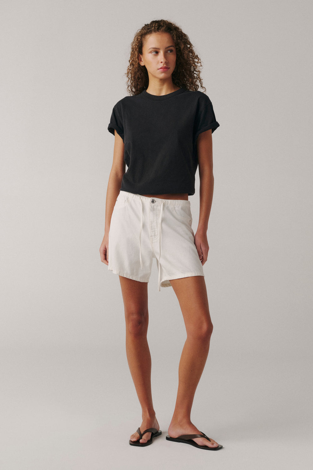 The Big Easy Short - White Low-Rise Jean Shorts with 5