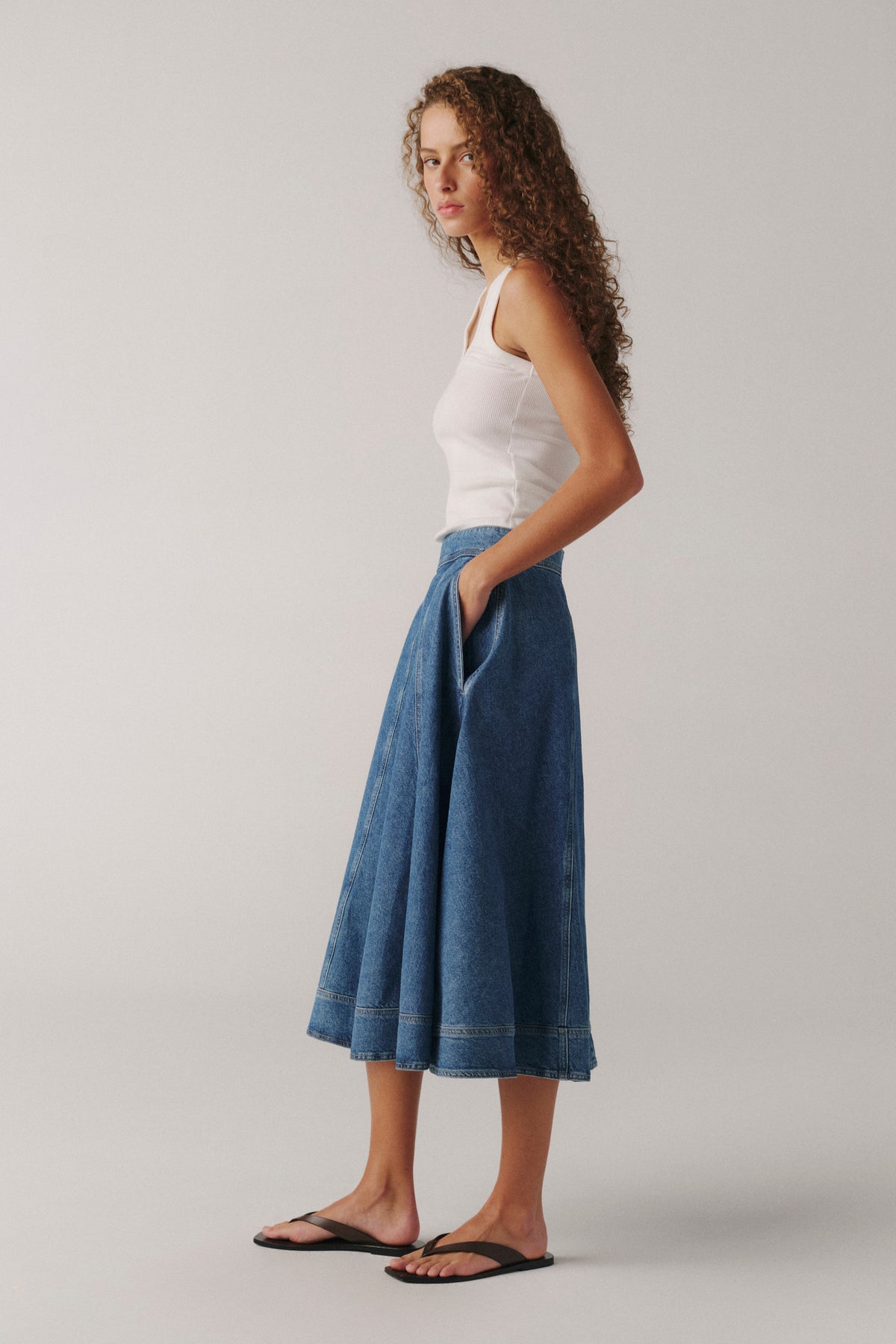 LOS - DENIM MIDI SKIRT | HANG UP