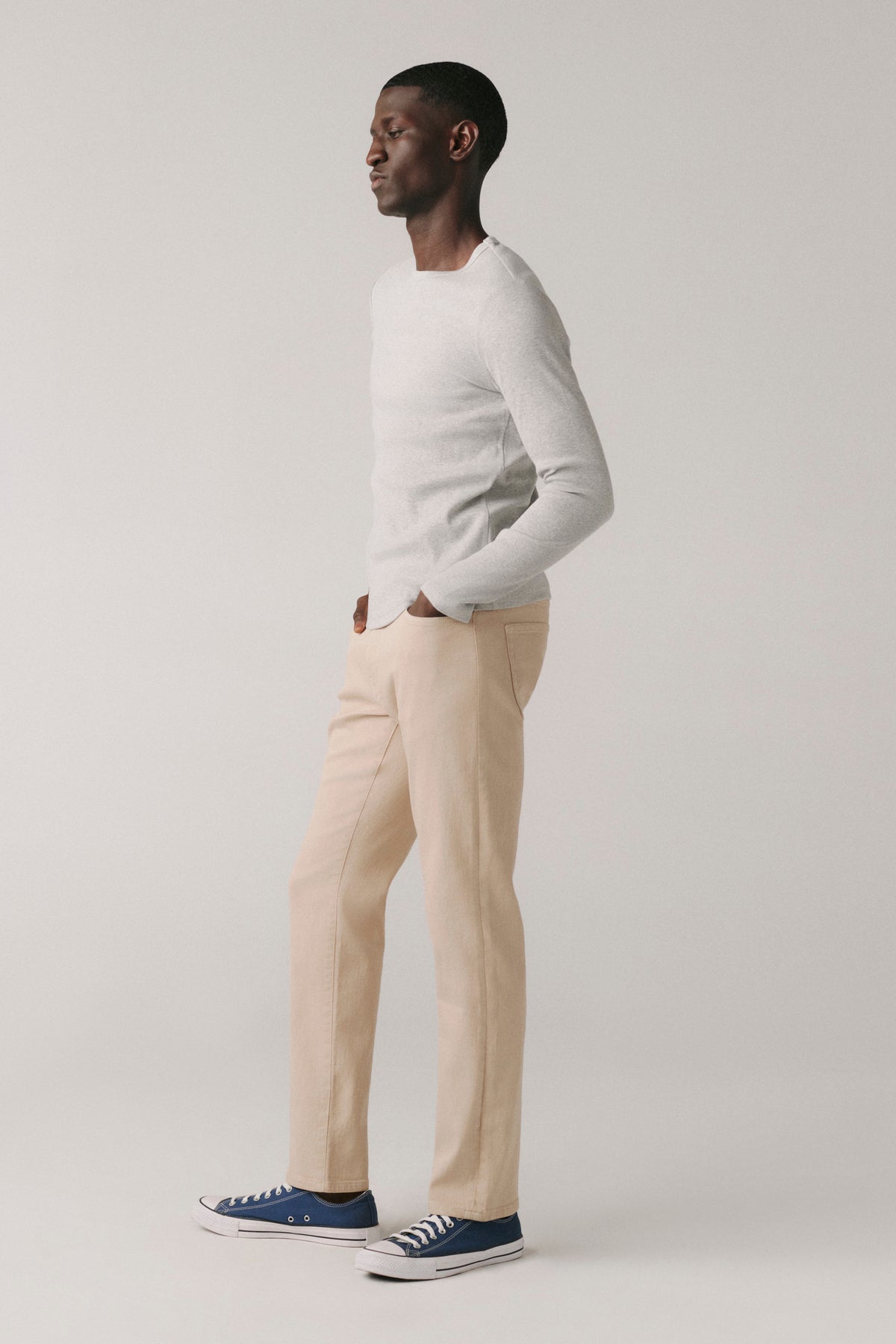 AMS - TWILL SLIM PANTS | BEIGE STONE