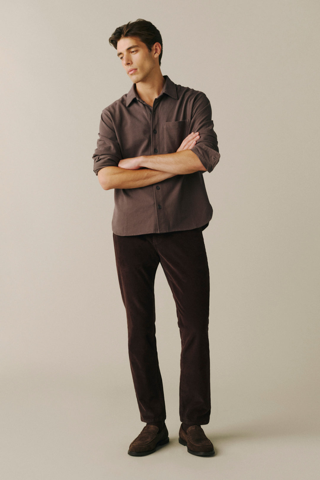 ORD Men's Straight corduroy pants in Americano, front view