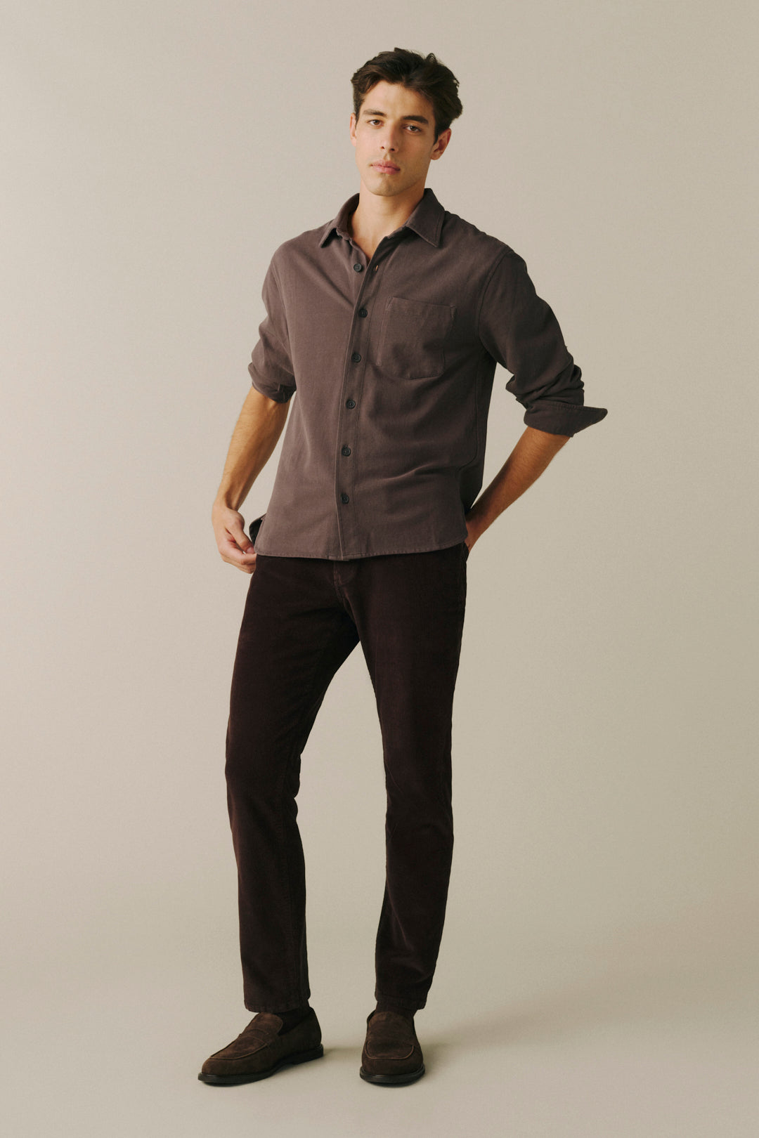 ORD Men's Straight corduroy pants in Americano, detail view