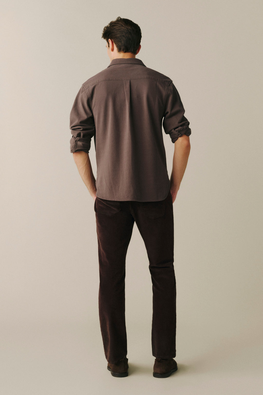 ORD Men's Straight corduroy pants in Americano, back view
