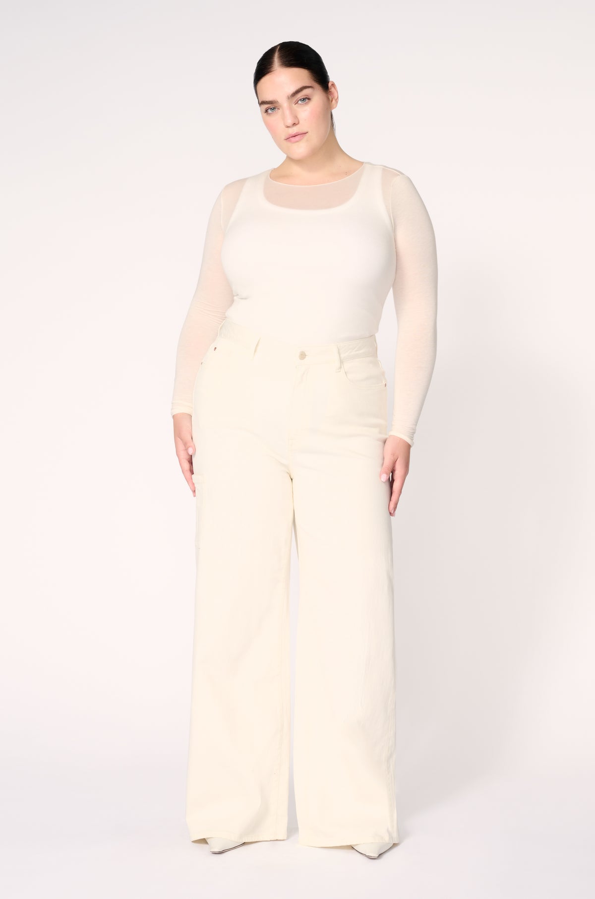 HOU PLUS - RELAXED WIDE LEG JEANS | CLOUD