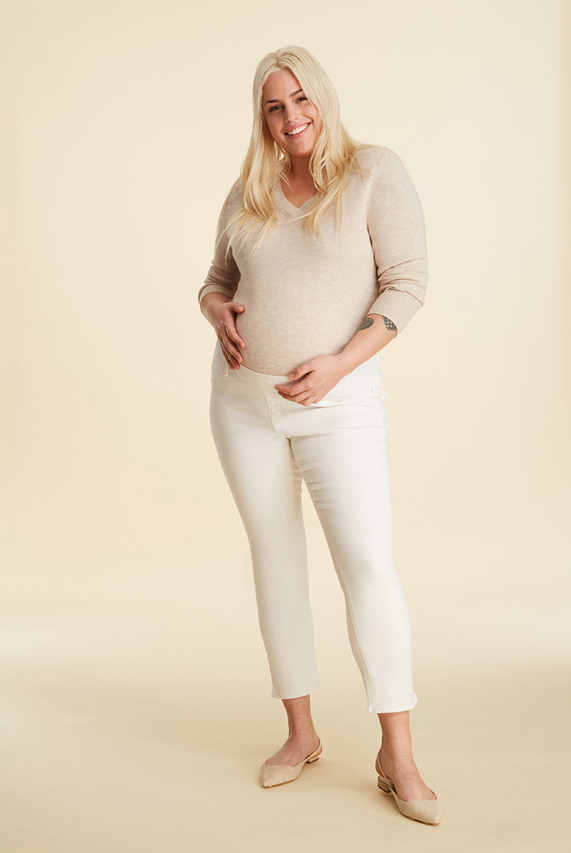 Inset Panel Ankle Skinny Maternity Trousers - Isabel Maternity, Gray, Size  10 | eBay