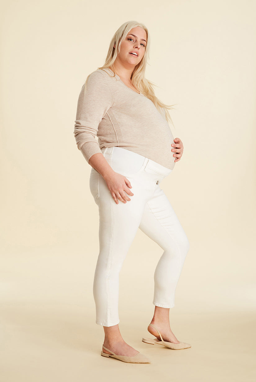 Maternity Over-The-Belly Skinny Flare Jeans in Black Frost Wash